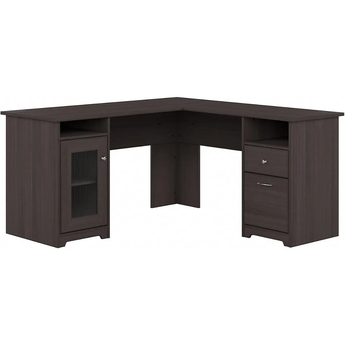 

Bush Furniture Cabot L Shaped Computer Desk in Heather Gray | Corner Table with Drawers for Home Office