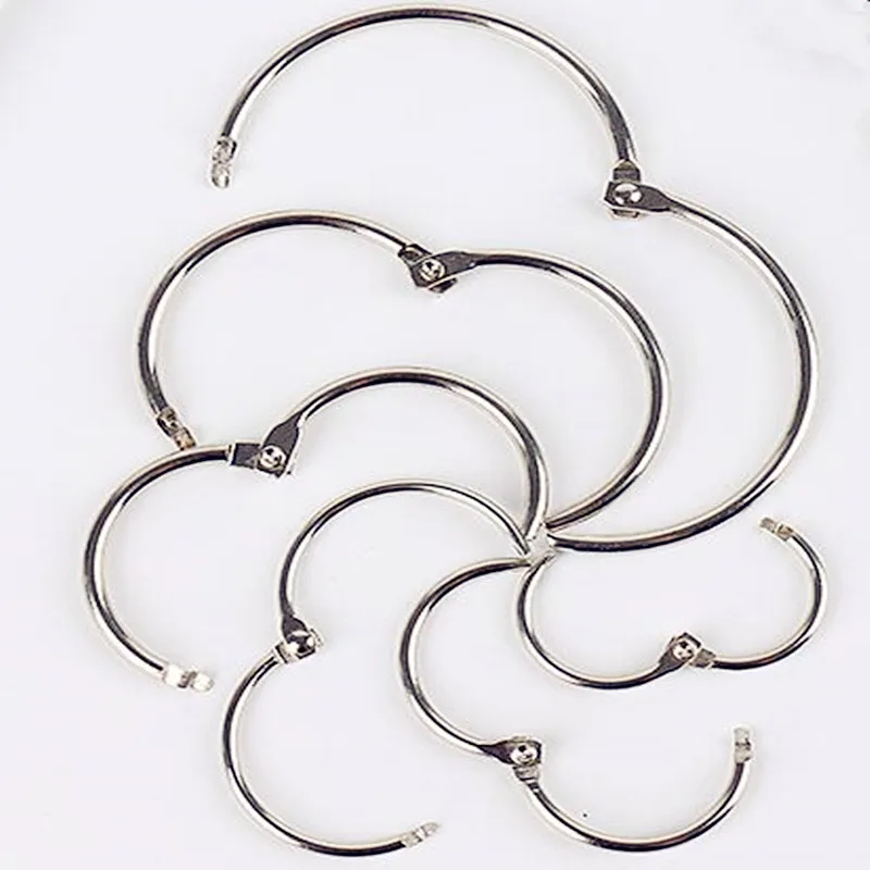 10Pc 15-38mm Golden Metal Loose Leaf Book Binder Hinged Rings Keychain Album Scrapbook Craft Black Open Rings Office BinderHoops