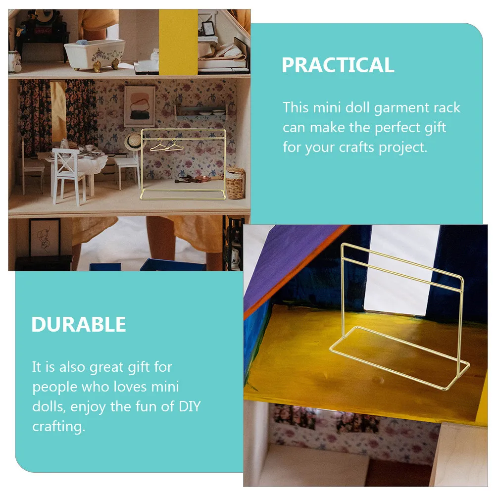 

Прочная железная вешалка для одежды, элегантное миниатюрное украшение для кукольного домика, вешалка для пальто, стойка для одежды, аксессуар для миниатюрного дома