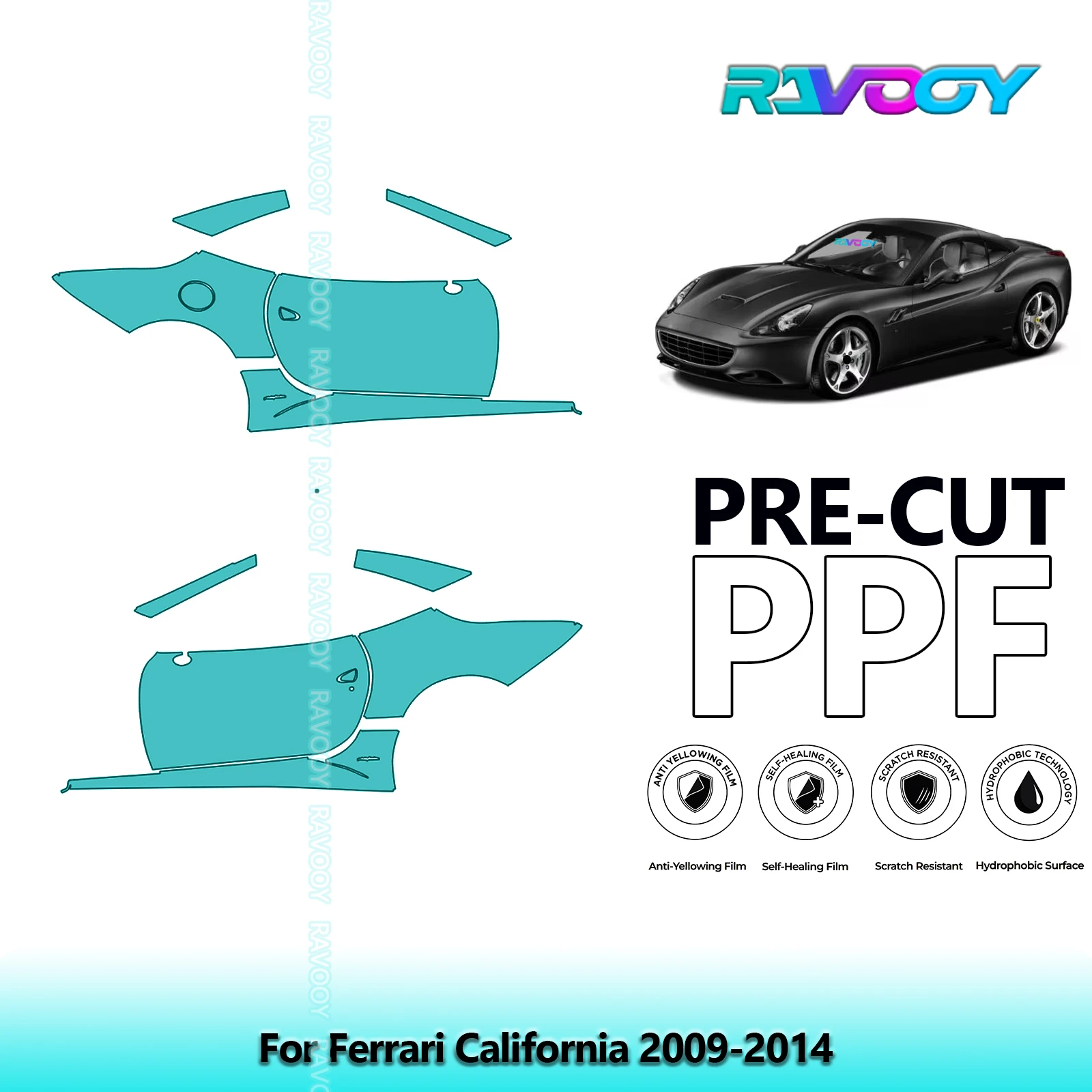 

For Ferrari California 2009-2014 8.5mil Clear Matte Pre-Cut PPF Door & A/B Pillar Kit TPU Paint Protection Film Set