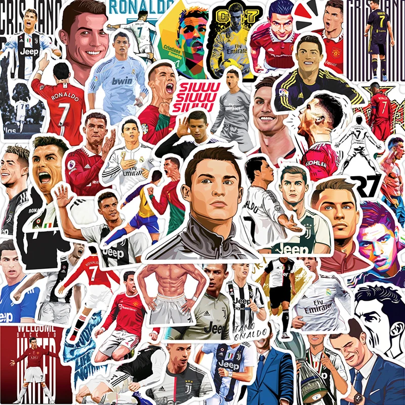 NEW 50PCS Cristiano Ronaldo Personality Originality Stickers Football SuperStar Cartoon Image Bag/Water Cup DIY Graffiti Sticker