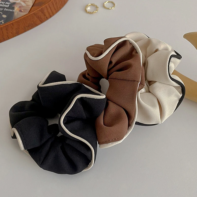 New Korean Woman Elegant Cotton Elastics Hair Band Cream Coffee Color Scrunchies Hair Ties Ladies Ponytail Hold Hair Accessories