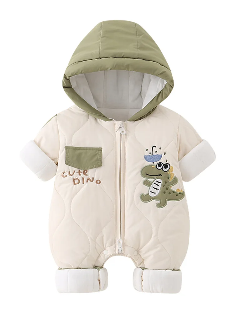 

Baby Outfit Autumn Winter Long Sve Cotton Padded Jumpsuit Hooded Outdoor Clothes for Boys And Girls Thermal Baby Rer