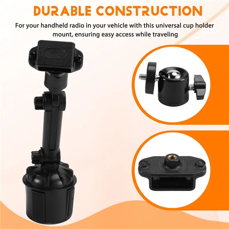 Y44A Adjustable Car Walkie Talkie Holder Cup Mount Bracket for UV5R for Yaesu Two Way Radio Accessory Truck Driver Hands Free