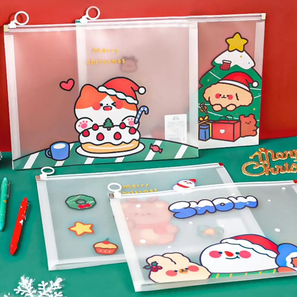 وثيقة تخزين حامل مفيد لطيف عيد ميلاد سعيد القرطاسية A4 ملف مجلد اللوازم المكتبية ملف تخزين حامل