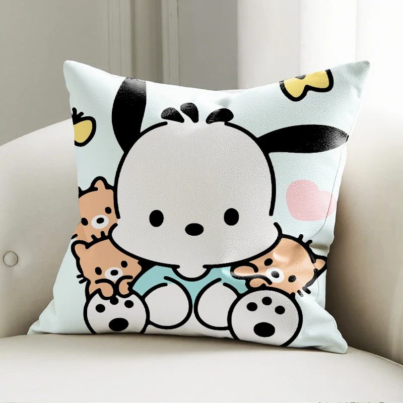

Sanrio Pochacco Pillow Case Light Green Cute Cartoon Cushion Cover Soft Plush Sofa Bed Decor Gift