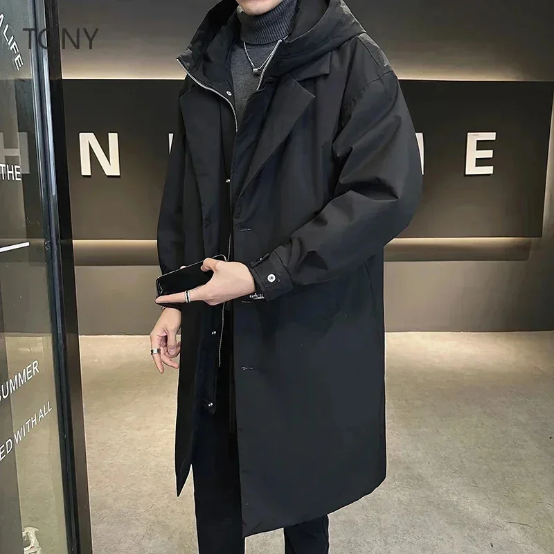 Fake Two Pieces Long Down Jacket Man Designer Clothes Men Duck Padding 's Casual 2025 Winter Coat