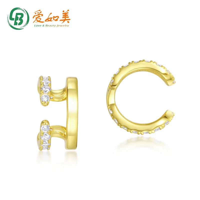 

New Japanese and Korean Minimalist Style Ear Bone Clip for Women, 18K Gold PT950 Platinum Silver Plated with 7 Layers of Gold