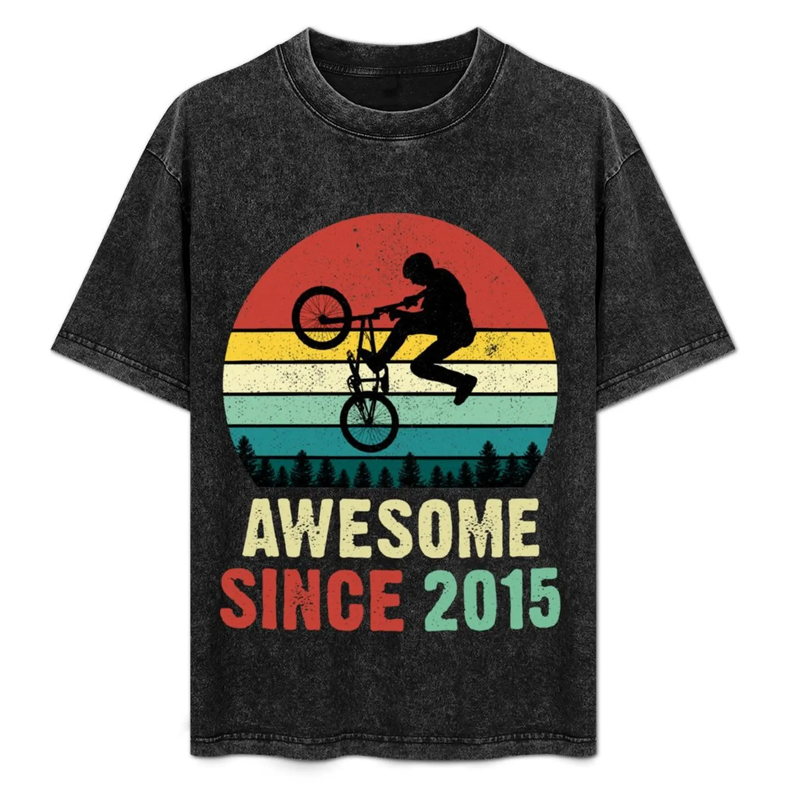 

6th Birthday Bmx Bike Awesome Since 2015 T-Shirt Worker Basic Short Sleeve Tee