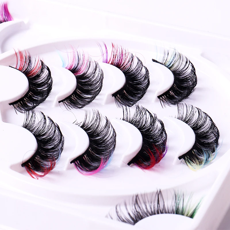 7 Pairs/Tray Russian LD curl Two kind of color Natural dense stage magnify charming full strip eyelashes with customized