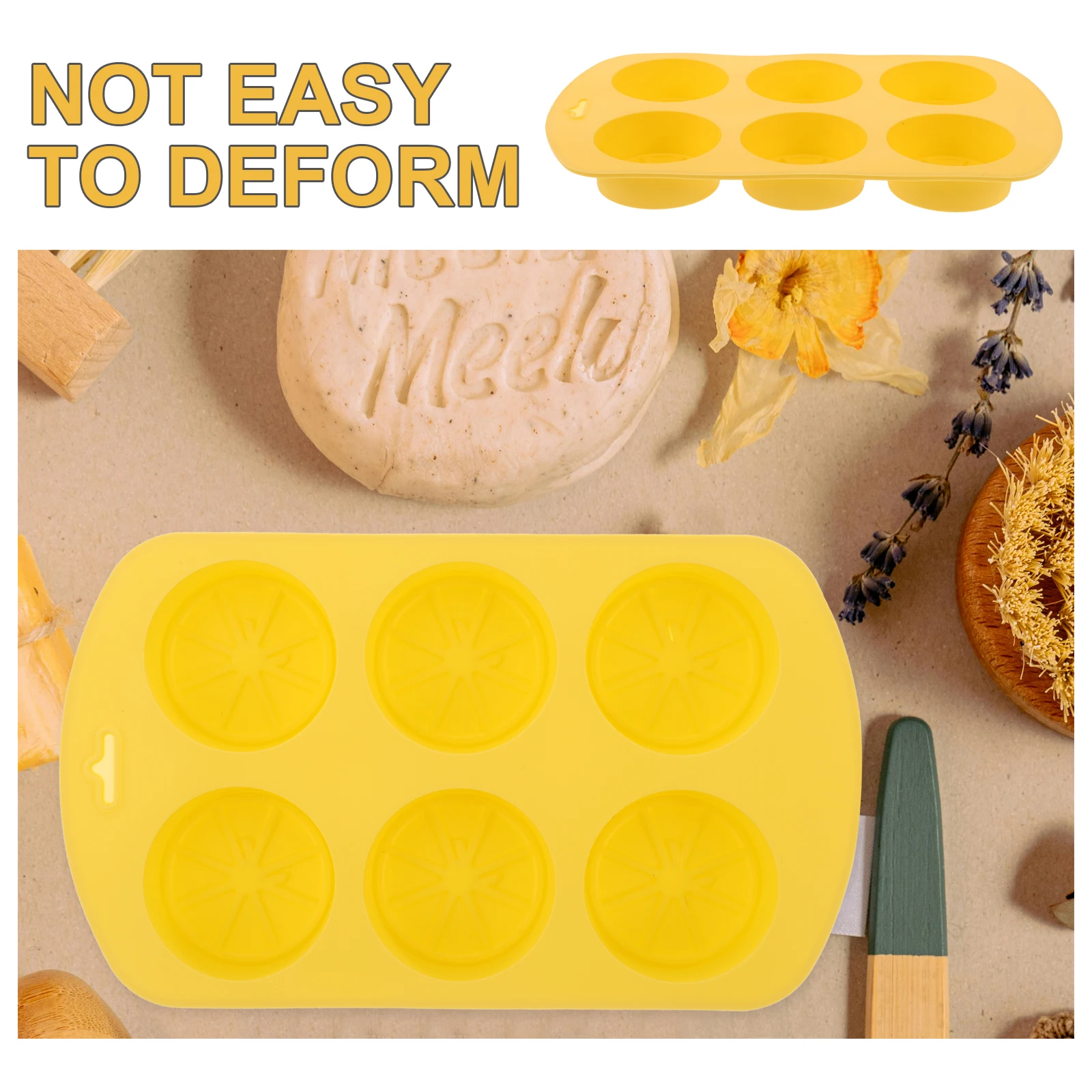 

3 Pcs Mold Silicone Lemon Mould Fashion Ice Tray Yellow Fruit Shaped Baking Molds
