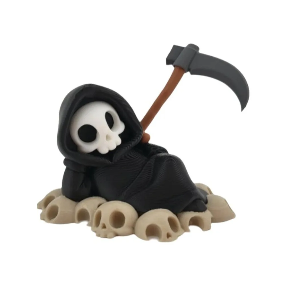 Ghost Desk Statue PLA Skeleton Figurine Chibi Black Grim Reaper Detailed Creative Halloween Miniature Bookshelf