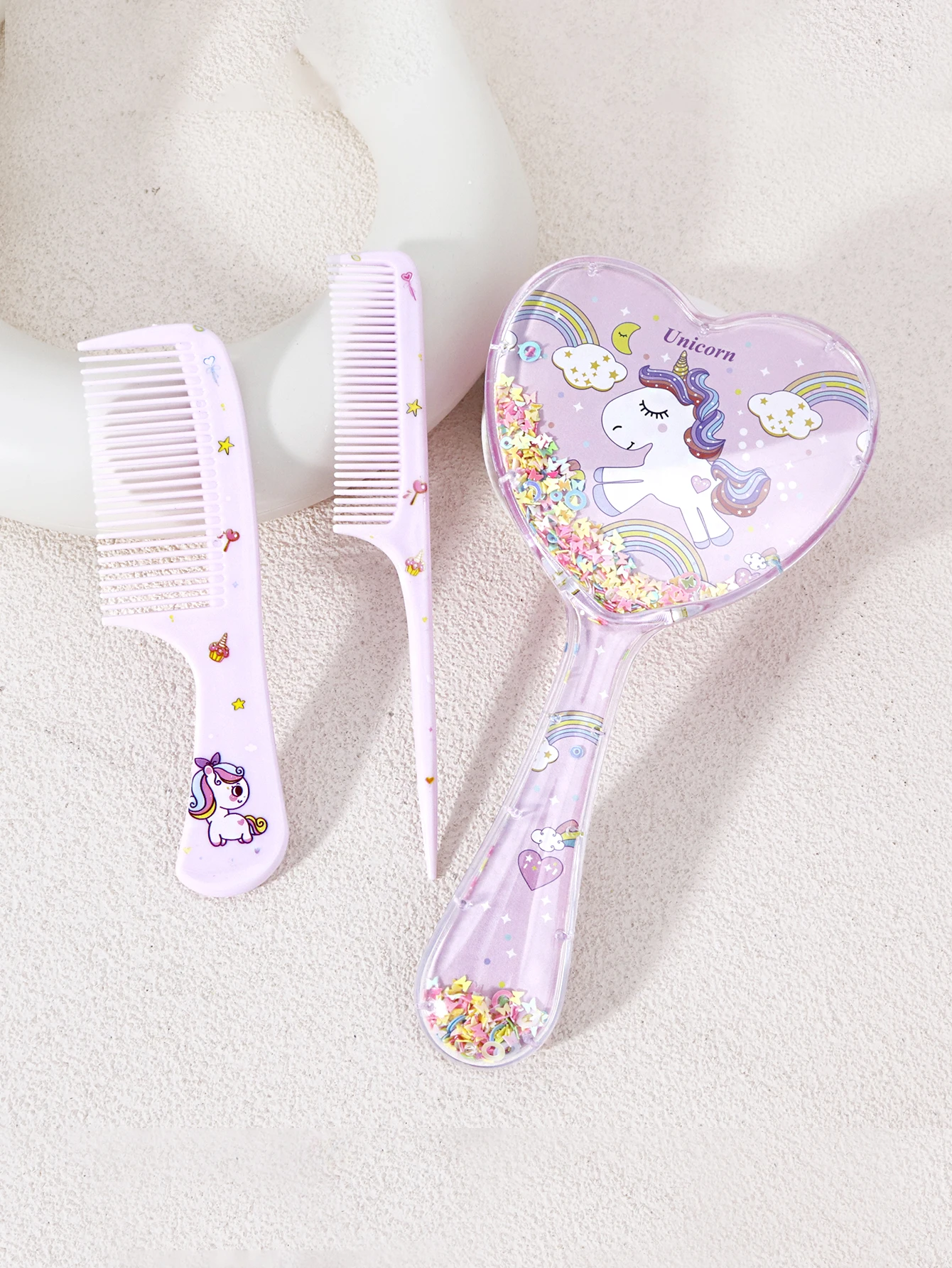 3-Piece Hair Comb Set with Cute Cartoon Pattern Hair Brushes and 2 Combs, Both Dry and Wet, Gift, Special for Real Hair Wigs