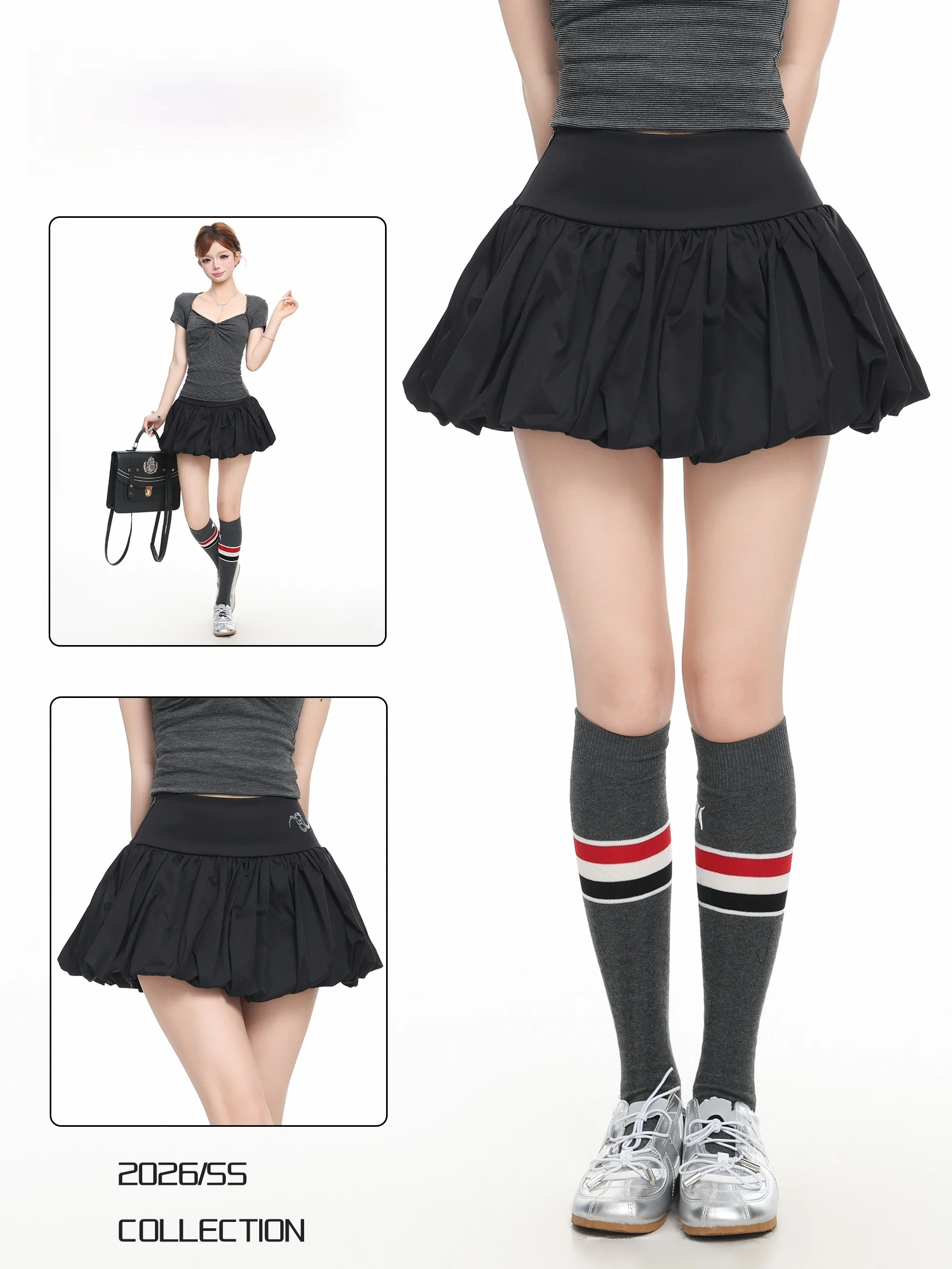 BASTERDS High Waist Short Petal Skirt Women's Summer New Style Ballet Style Sequin A-Line Slimming Half Skirt Korean Style