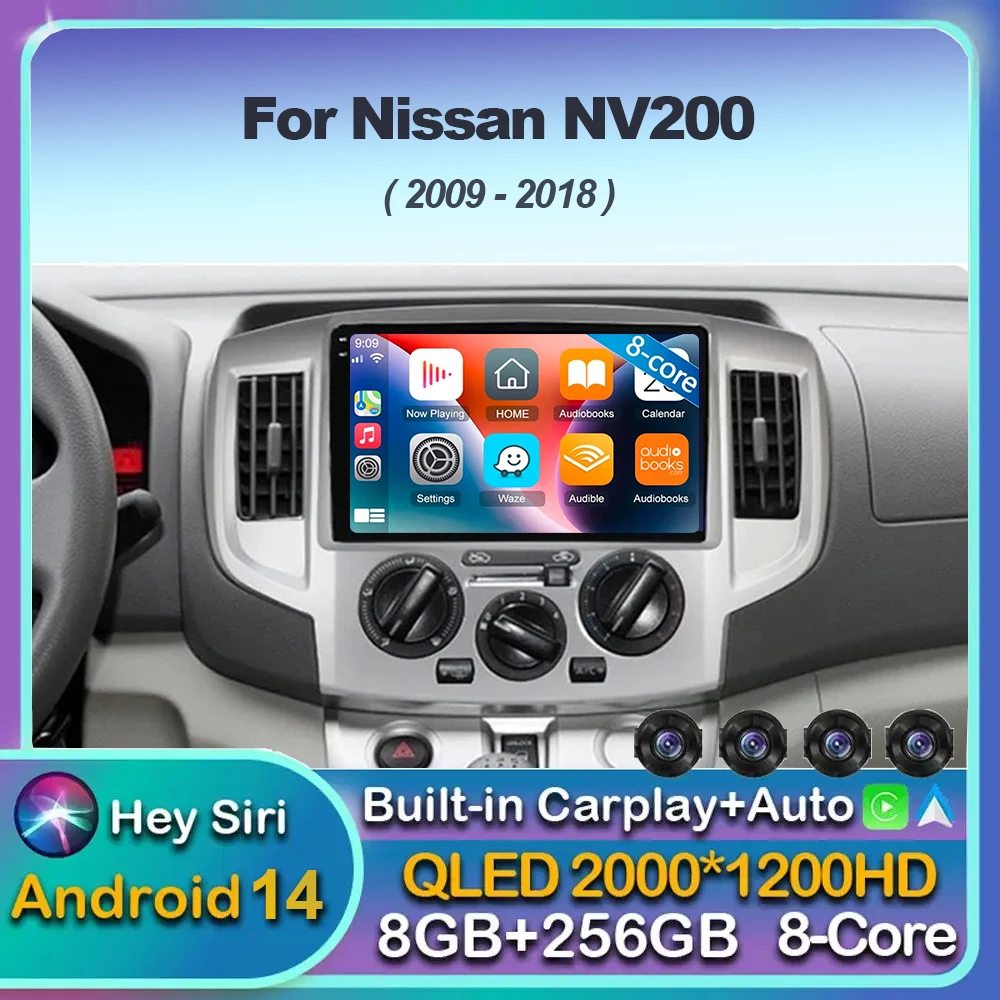 

Android 14 Carplay Auto WIFI+4G For Nissan NV200 2009 - 2016 2017 2018 Car Radio Multimedia Player Stereo GPS 2DIN DSP Head Unit