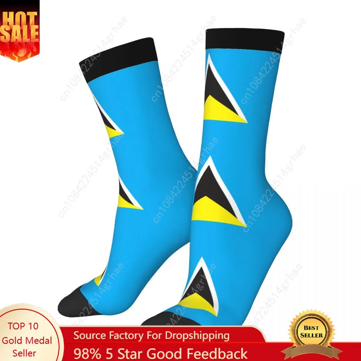 

Happy Funny Male Men Socks Hip Hop Saint Lucia Flag Sock Sport Women's Sock Spring Summer Autumn Winter