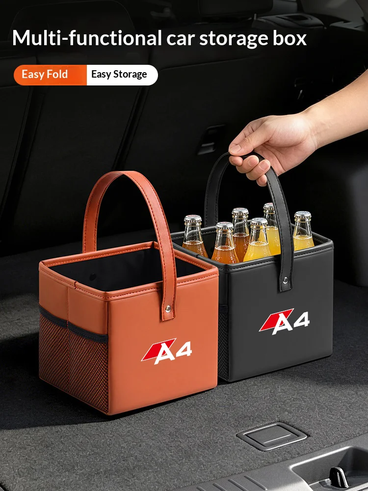 Car Multi-Purpose Storage Trunk Foldable Storage Box Car Trash Organizer Box Stowing Tidying Bag For Audi A4 Accessories