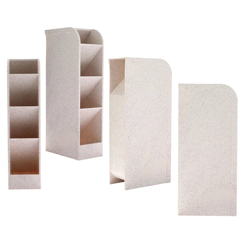 Creative Multi-function 4 Grid Desktop Pen Holder Storage Case Environmental wheat straw Color Pencil Organizer Office School