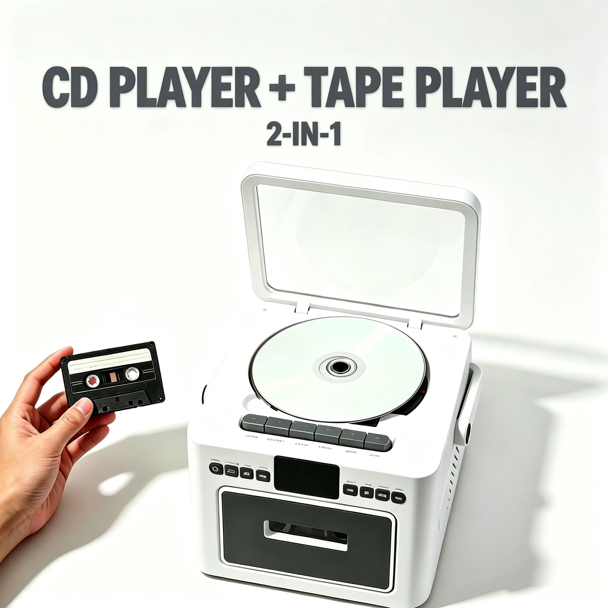 Portable CD Player Boombox Cassette Player Combo with FM Stereo Radio All-in-one Machine for Home