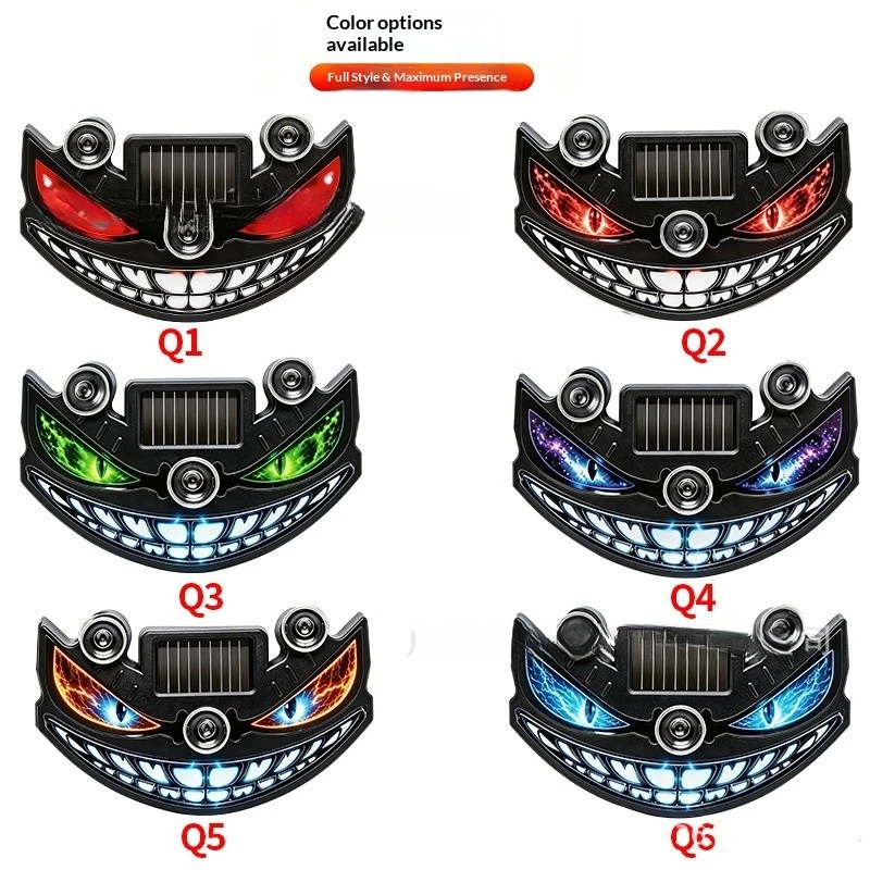 Devil Eyes Car Ambient Light Solar Type-C Dual Charging Smart Vibration Light Sensor Suction Cup Dynamic Breathing LED Lamp