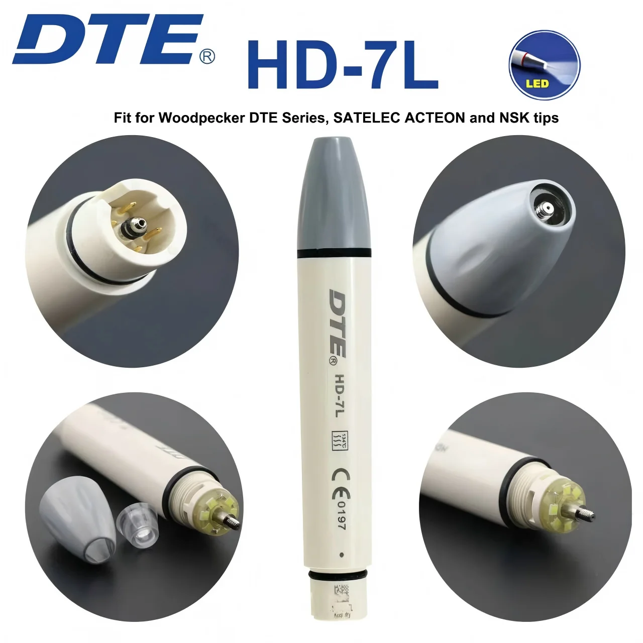 Woodpecker DTE Ultrasonic Piezo Scaler Handpiece With LED Light Autoclavable Dental Replacement Handle for UDS EMS NSK SATELEC image 3