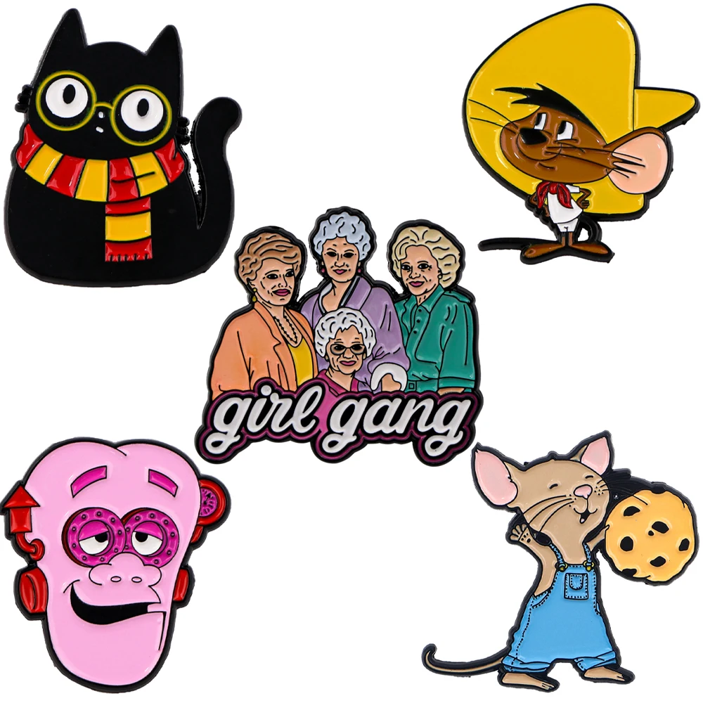 

Cute Cat Funny Enamel Pin Movie Brooches Bag Lapel Pin Cartoon Holiday Badge Backpack Decoration Jewelry Gift for Kids Friends
