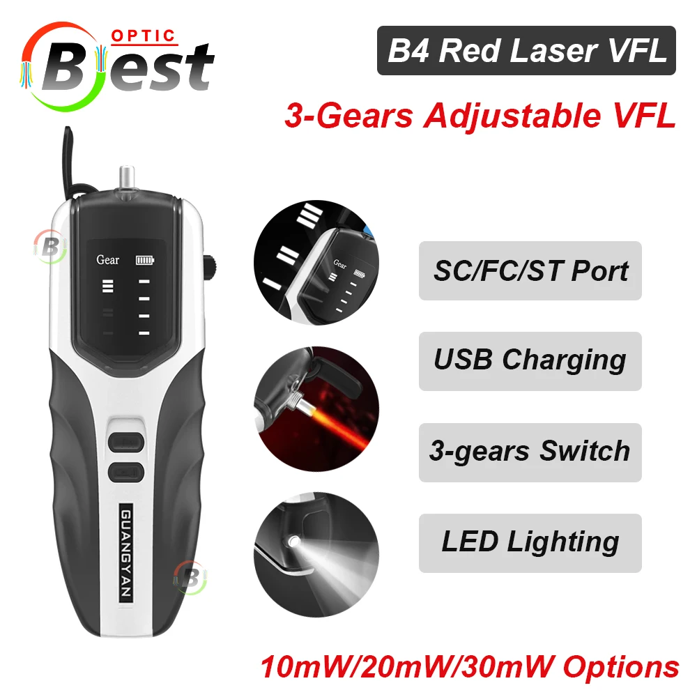 

B4 Visual Fault Locator Fiber Optic Test Pen 5-30KM Optical Red Light Laser Sticker for Network Cable Tester VFL