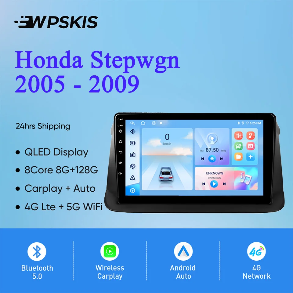 

For Honda Stepwgn 2005 - 2009 Auto Radio Stereo Multimedia Video Player Navigation GPS Monitor Android 14 4G Lte WiFi Carplay