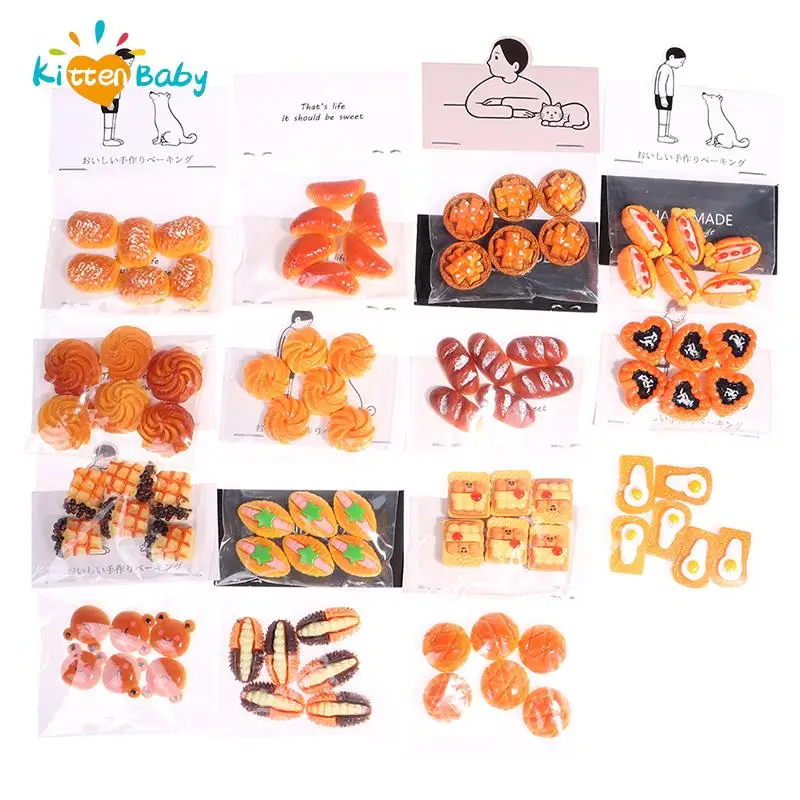 1 Bag 1/12  Miniature Simulation Bread Fruits Dollhouse Miniature Food Breakfast Snack Dessert Cookie Donuts Candy Kitchen Toys