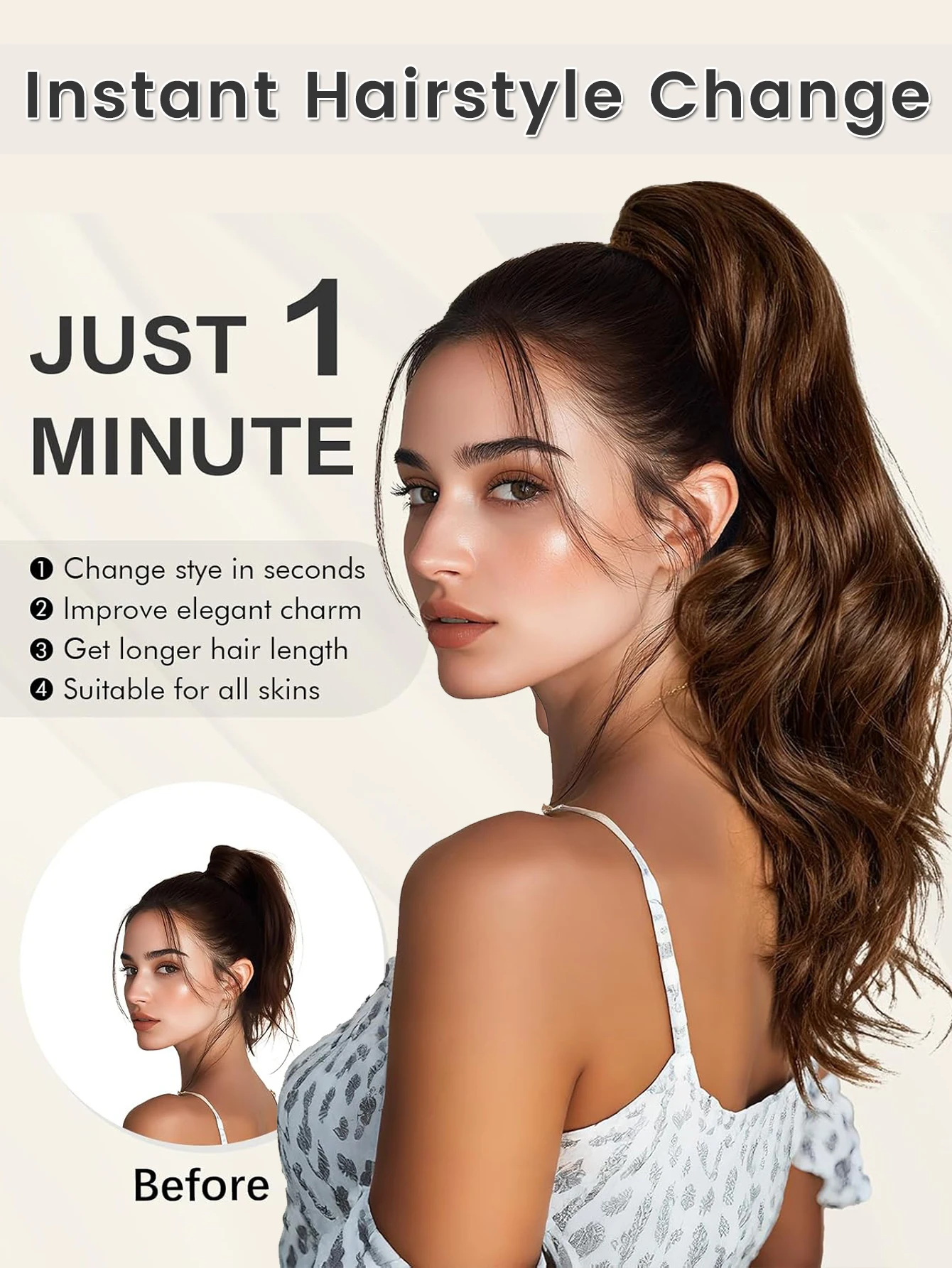 OLACARESyntheitc Long Wavy Curly Claw Ponytail Clip On Ponytail Extension Natural False Ombre Pink Straight Lolita Ponytail Hair