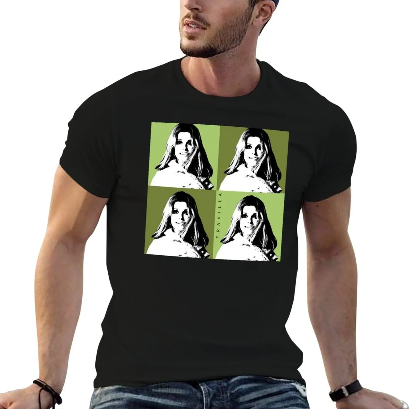 Camiseta Sharon Tate Robe Warhol verde, camisetas engraçadas de algodão, camisetas engraçadas masculinas, camisetas de algodão de alta qualidade