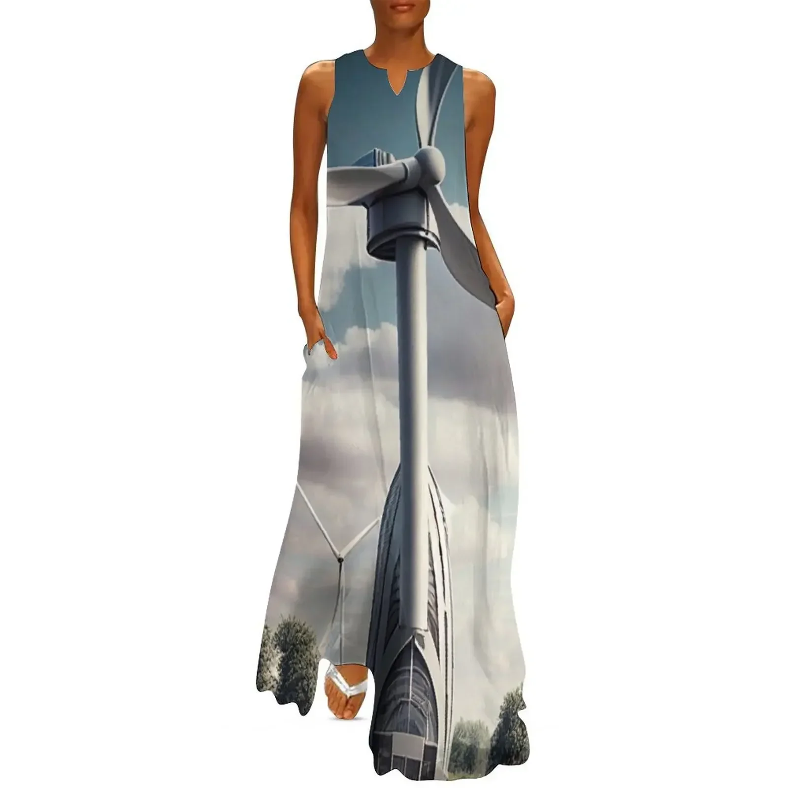 

Wind Turbine Long Dress Dress women ceremony dresses sexy dress for women Female