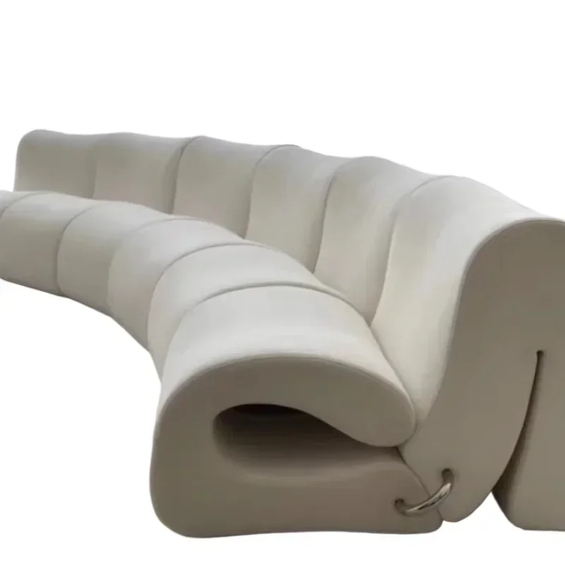

Italian minimalist water wave sofa, curved French hollow sofa in the living room