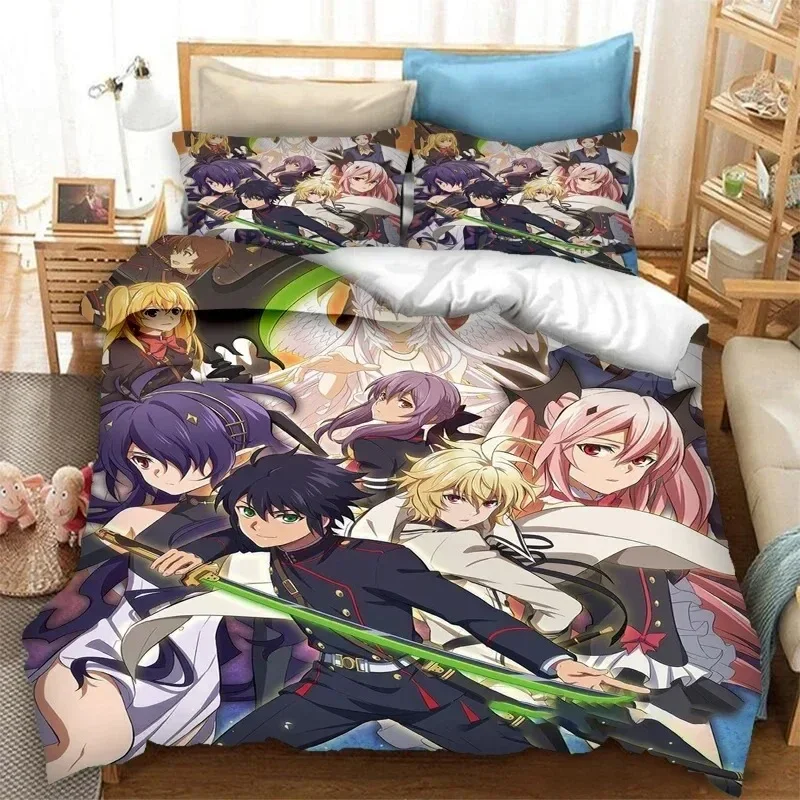 Anime Seraph of the End Bedding Set 3D Printed Suitable for Bedroom Duvet Cover Set With Pillowcases Kids Home Textile