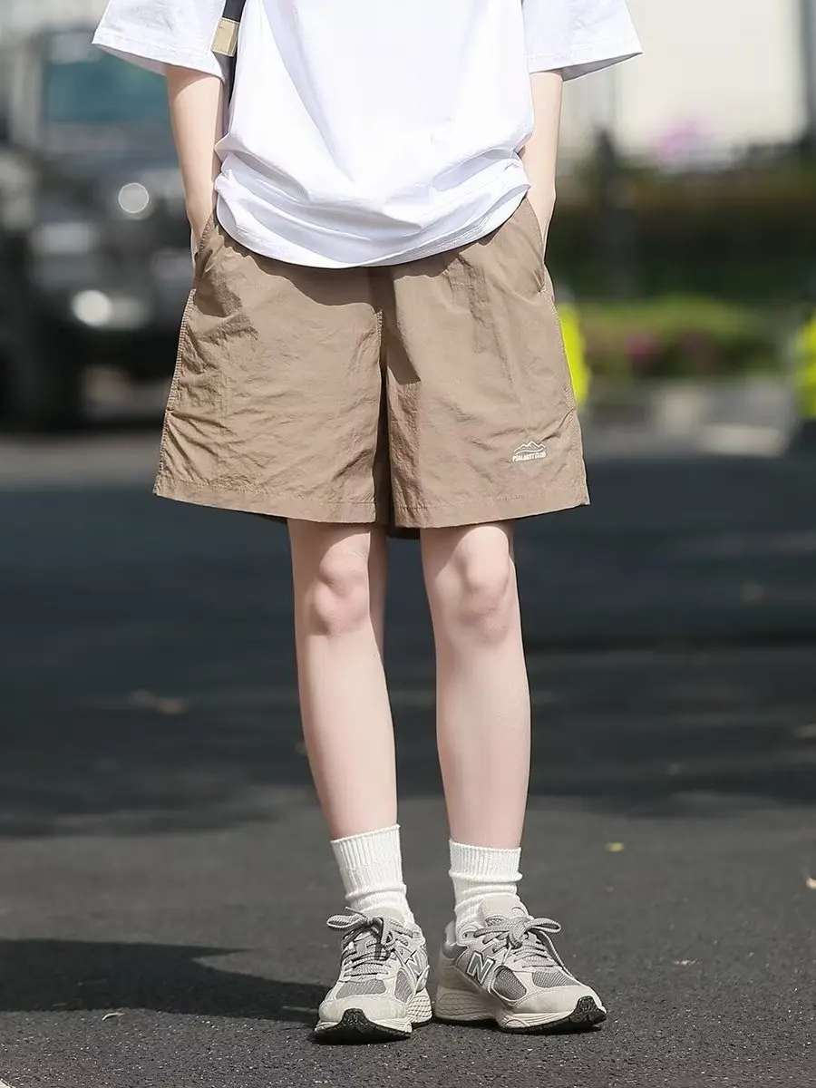 

Мужские брюки Cooling Ice Silk Qui Dry, рабочая одежда, летние новые универсальные брюки длиной пять четвертей, прямые повседневные брюки...