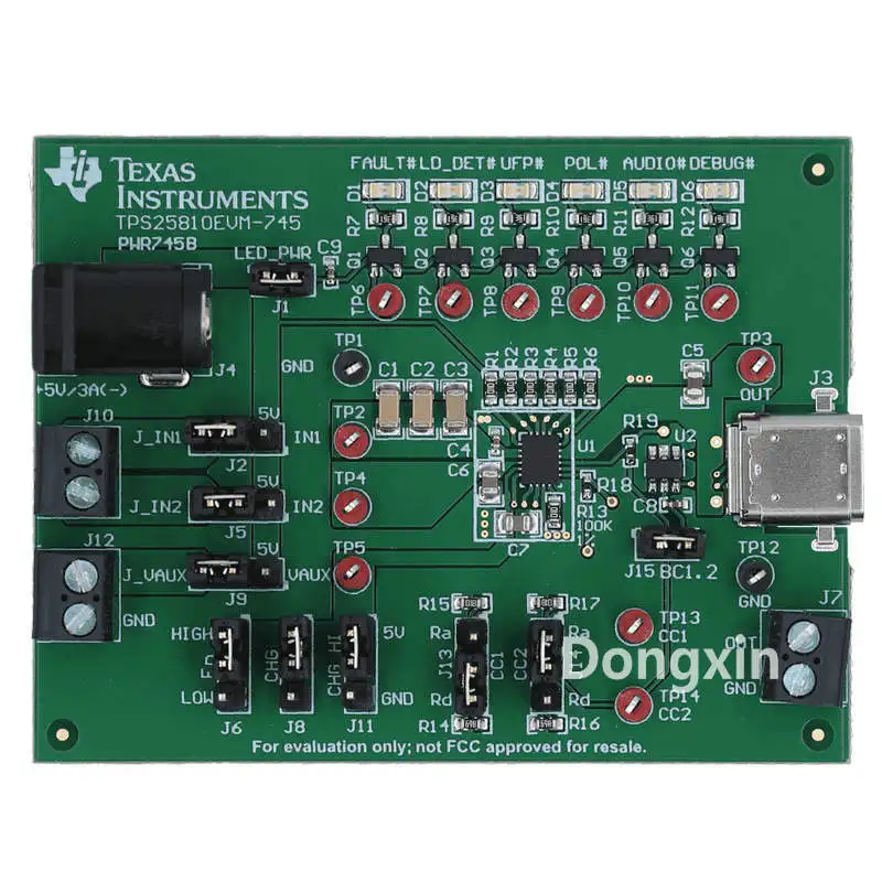 TI TPS25810EVM-745 TPS25810 USB Type C DFP Controller and Power Switch with Load Detection Evaluation Module