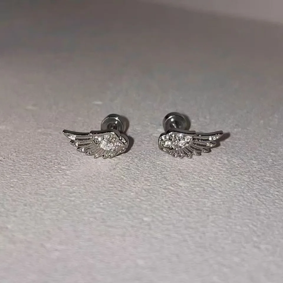 Ein Paar Vintage Paar-Ohrringe mit kreativen Engelsflügeln für Damen, Punk-Ohrstecker, Geburtstagsgeschenk, Schmuck – Detail 8