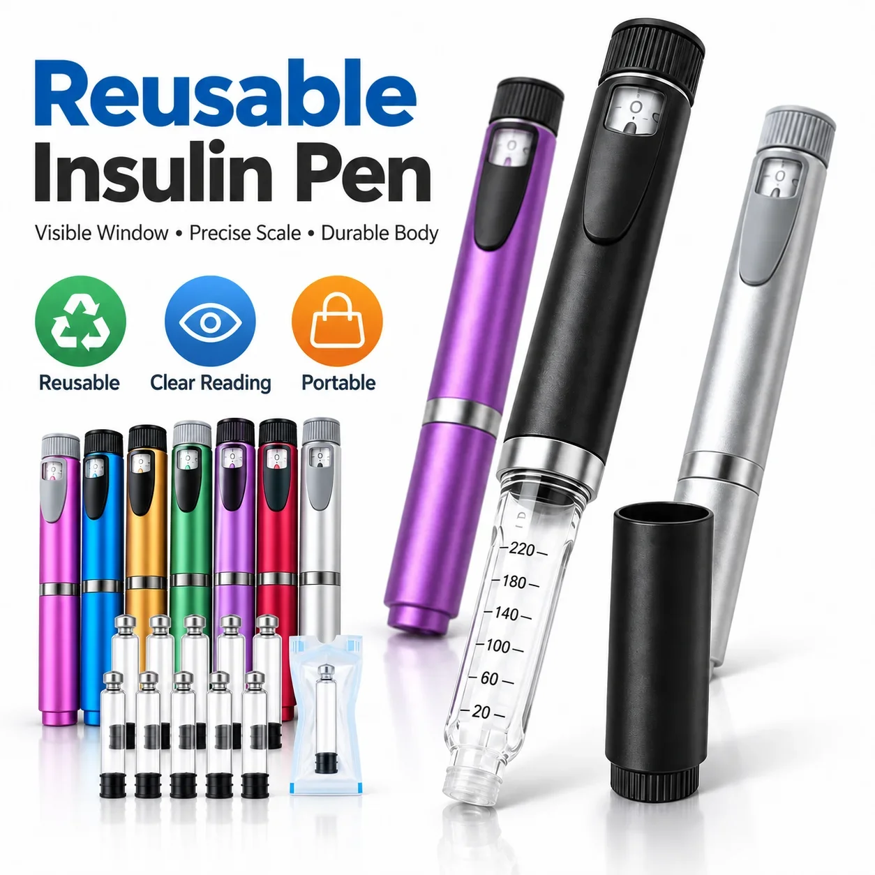 Labor‑Saving Peptide Injection Pen Adjustable V2 Magic Pen Precise Dosing Reusable Insulin Injector Pen Fit 3ml Cartridge