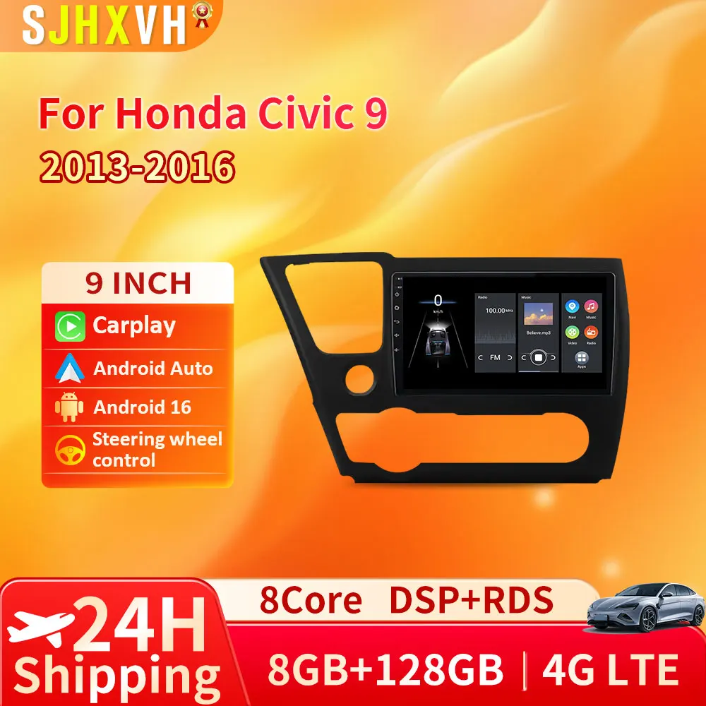 

For Honda Civic 9 2013 - 2016 Car Android Carplay AUTO Radio Multimedia Player Android Video Stereo GPS 2din DVDBT