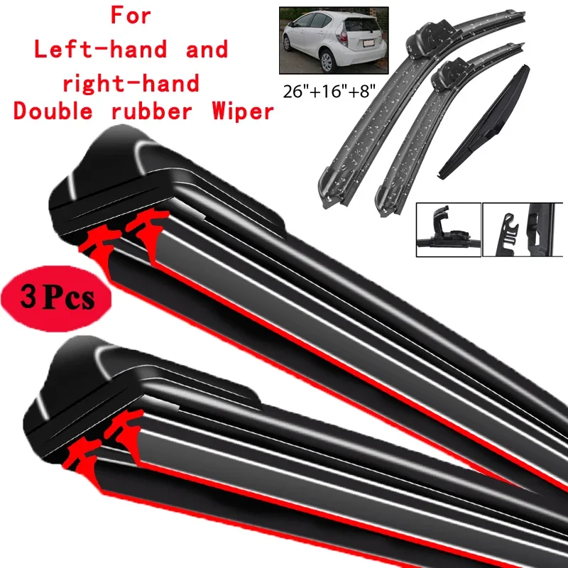 

Car Wiper Front & Rear Wiper Blades Set Kit For Toyota Prius C 2012 - 2021 Windshield Windscreen Window Brushes 26"+16"+8"