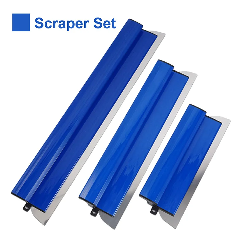 25/40/60cm Stainless Steel Plastering Skimming Set Wall Smoothing Trowel Z-Type Plastic Handle Drywall Putty Scraper