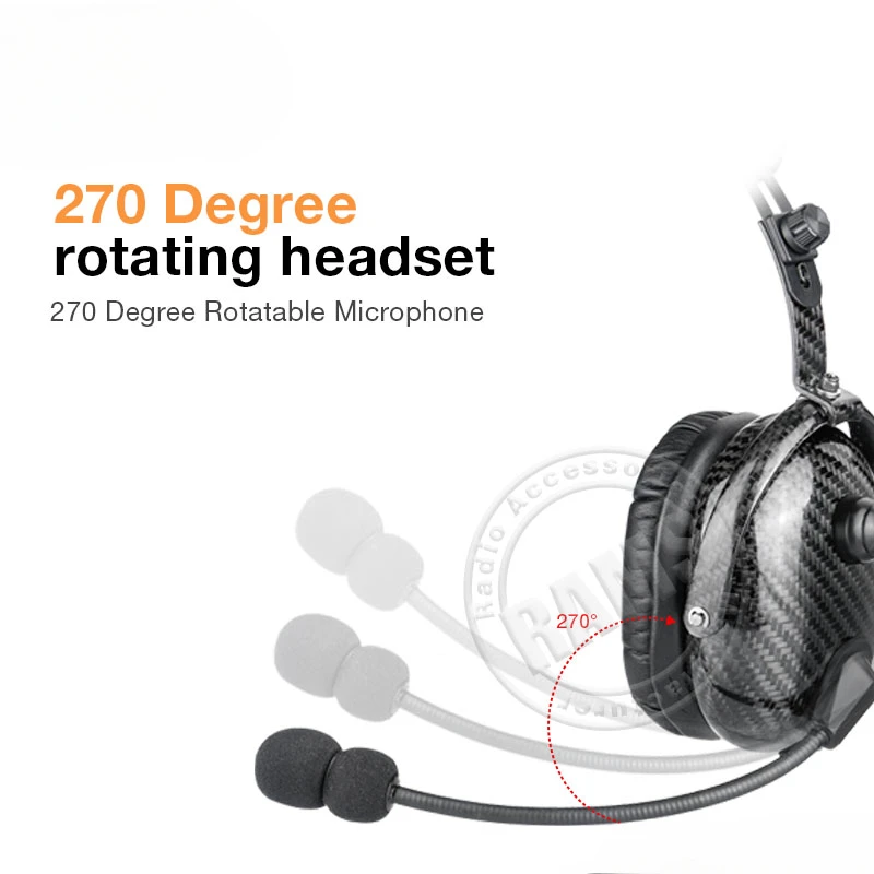 Road Single Earmuff Headset Heavy Duty Carbon Fiber Style Two Way Radio Noise Cancelling Headset