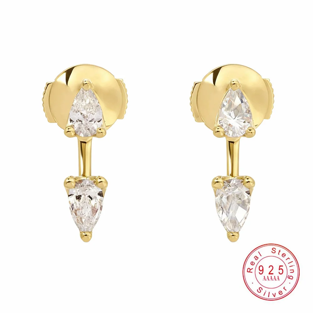 

1CT D Color Moissanite Teardrop Earrings - 925 Sterling Silver Plated 18K Gold Drop Earrings for Women Luxury Sparkling Jewelry