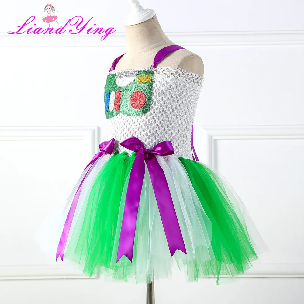 Toy Buzz Lightyear Costume for Girls Kids Christmas Halloween Tutu Dress With Cowboy Hat Scarf Birthday Party Fancy Dress view 3