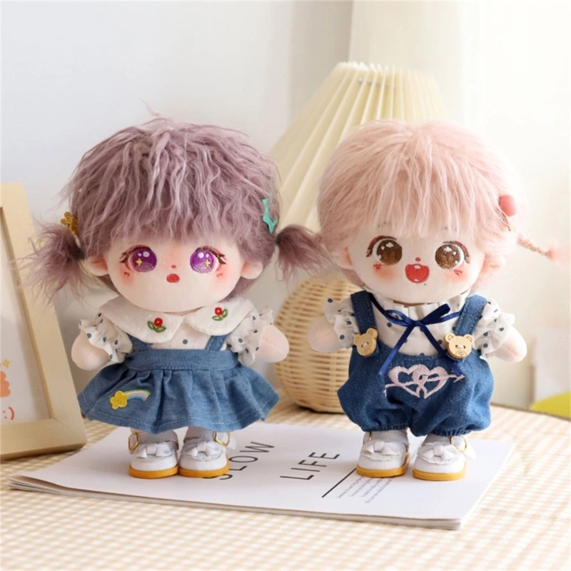 20CM Baby Clothes Plush Dolls Cartoon Pattern Idol Clothes Jumpsuit Suit Toy Clothing Dolls Accessories Fans Gift