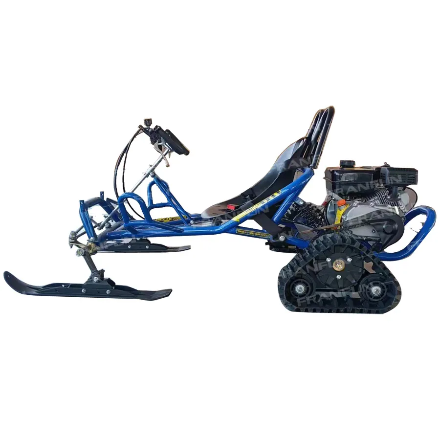 Gas Snowmobile, 4 Wheel Suspension Ski Kart, Easy Acceleration with Seat Belt for Adult Winter Outdoor Snow Riding Family Fun