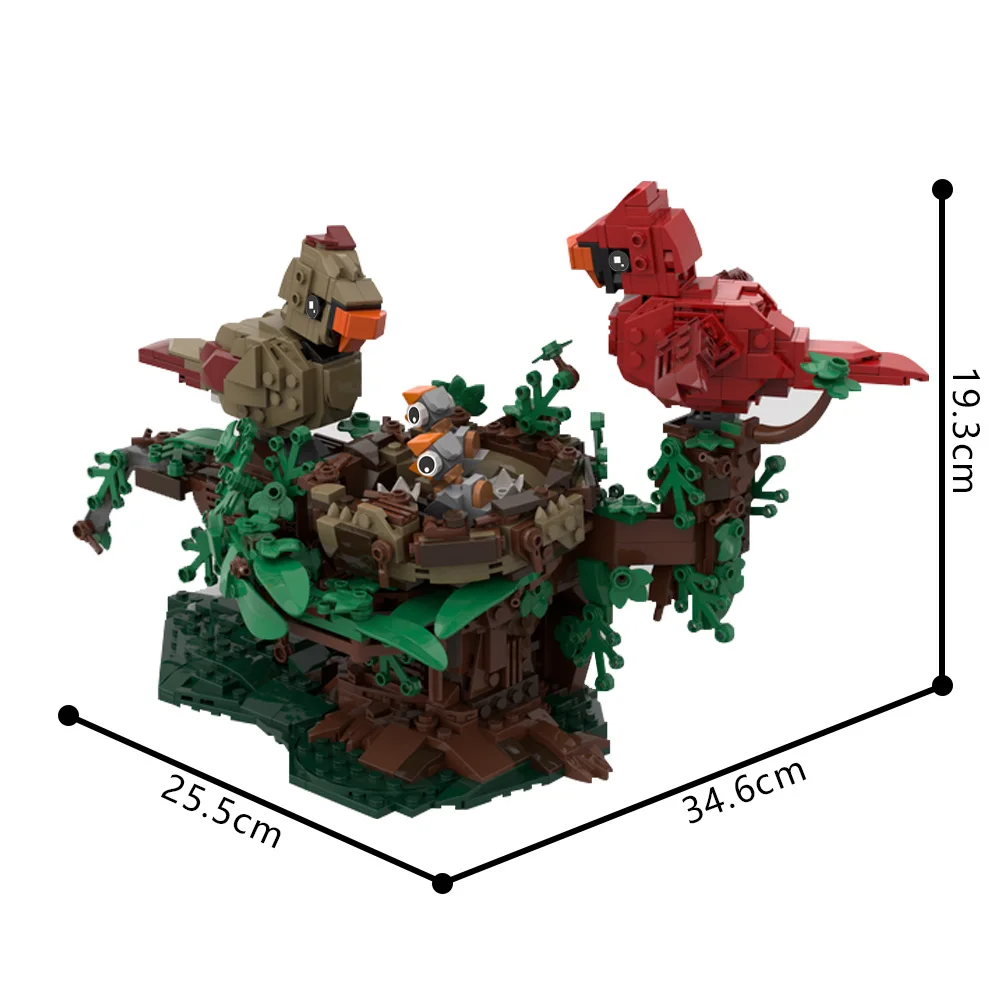 Gobricks MOC Northern Cardinals with Nest Building Blocks Model 31154 Sparrow Bricks Living Room brick Toy Children Gift