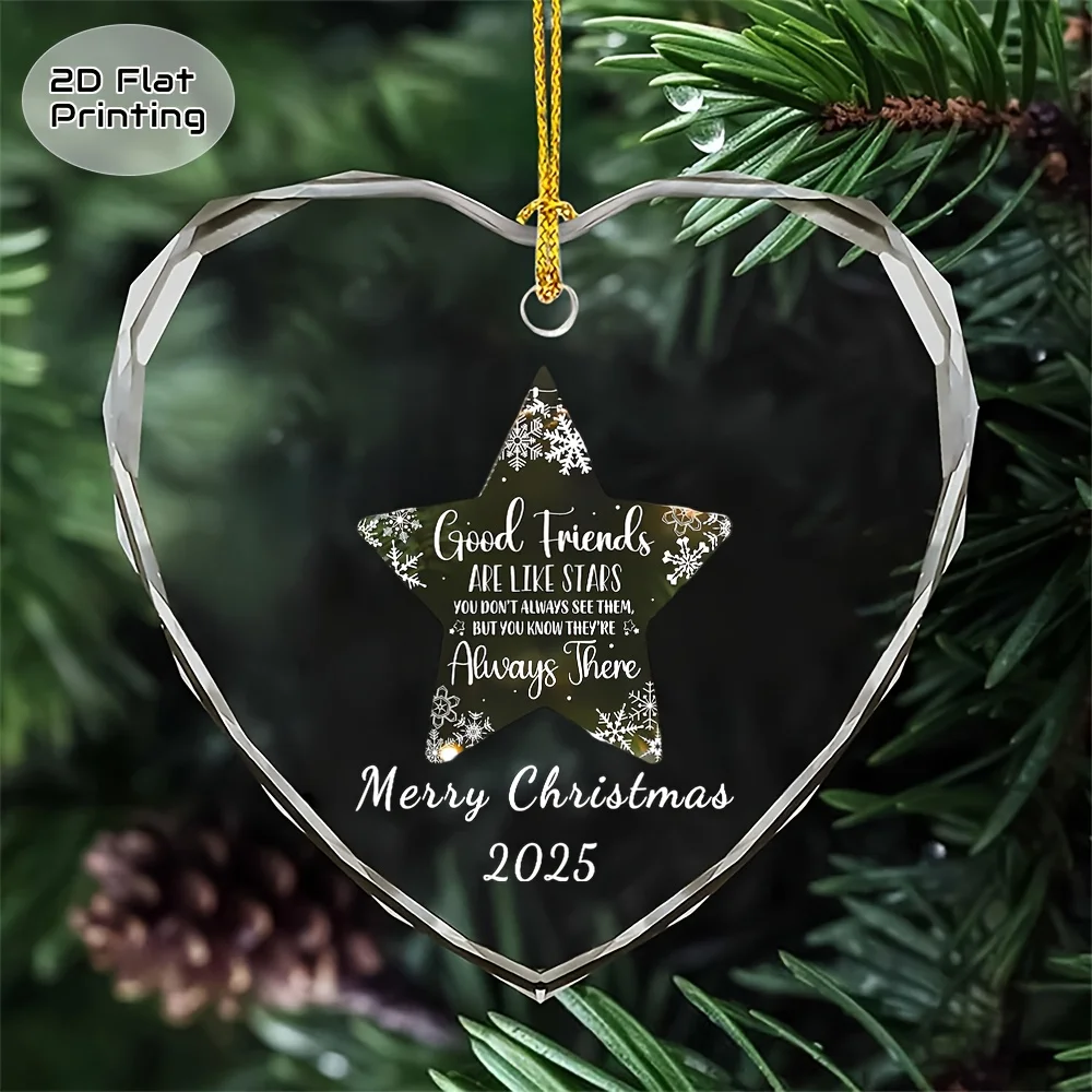 

Heart-shaped Christmas crystal ornaments, symbolizing the star of friendship and eternal companionship, gift box assembly
