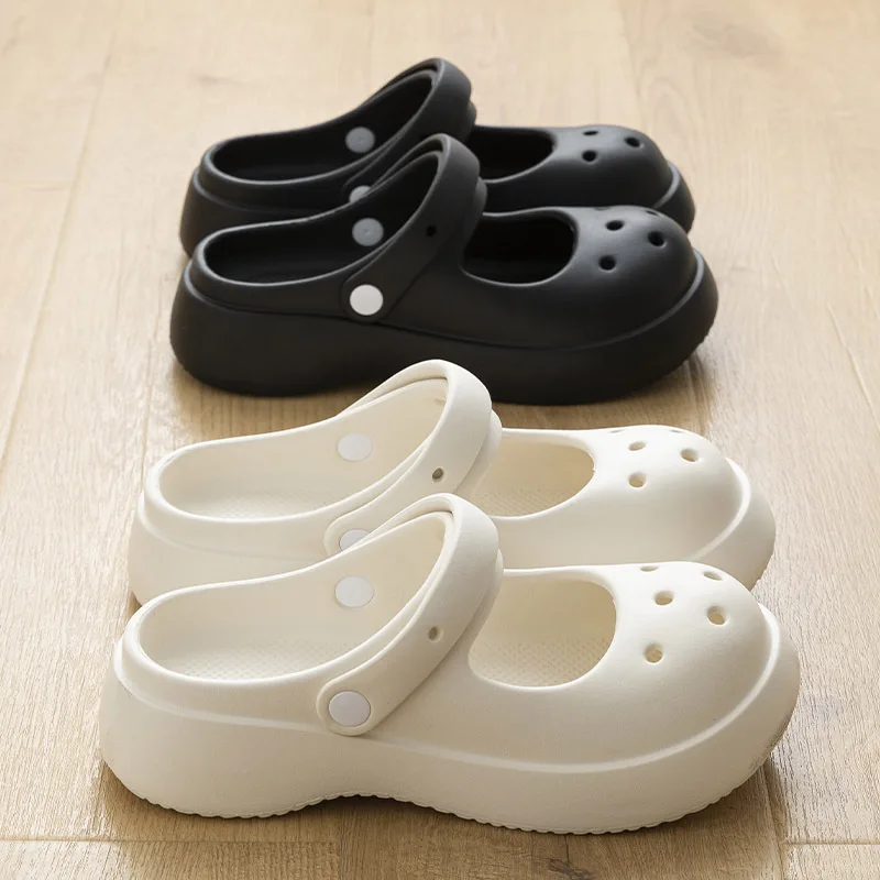 

Новые летние уличные пляжные шлепанцы-сабо с широким носком, дышащие садовые сабо для женщин, сандалии на платформе для девочек, облегающие тапочки