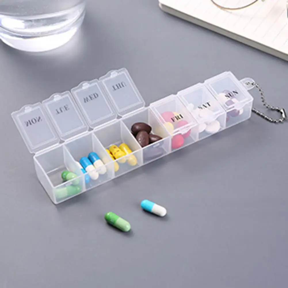 Pill Container Long Lasting Tablet Storage Case Lightweight Space-saving  Excellent 7 Grids Pill Organizer Box with Lid